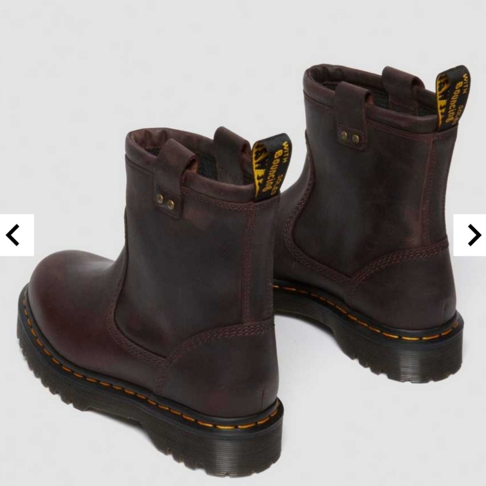 Dr Martens Anistone Lo Leather Biker Boots  Dark Brown Burnished Waxy New - Picture 5 of 6